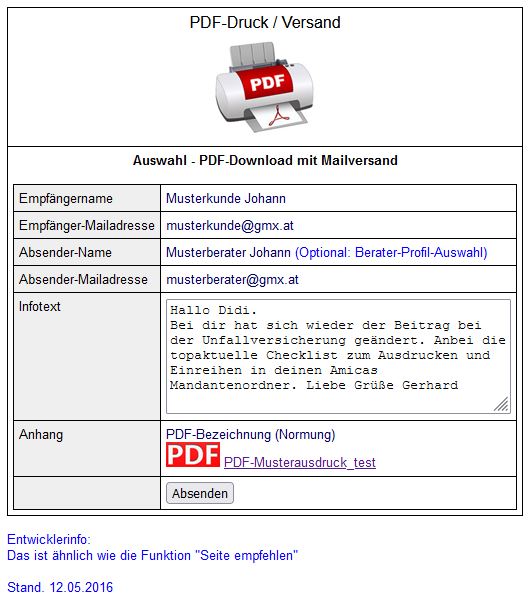 PDF Download u. Versand per E-Mail