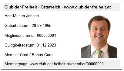 Club-der-Freiheit - Member-Bonus-Card - Vorderseite